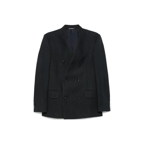 EMPORIO ARMANI FW24 Бизнес-костюм Пальто Мужской Полуночный Синий