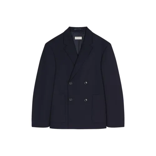 DRIES VAN NOTEN SS24 Бизнес Костюм Пальто Мужской Морской Синий