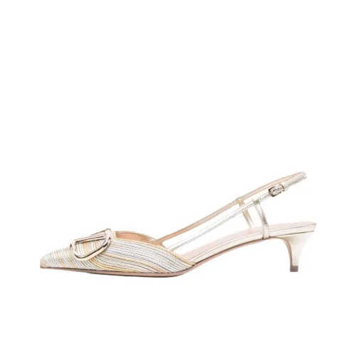 Valentino Vlogo Signature Узкий каблук Высокие каблуки 4CM Женские Серебряный