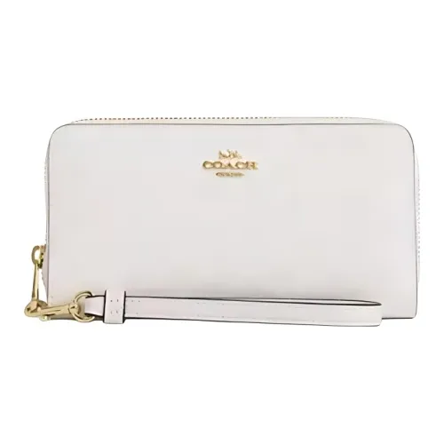 COACH Zip AroundSignature Покрытый холст Кошелек Маленький Женский Белый
