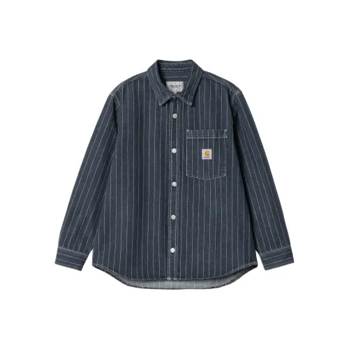 Carhartt WIP Orlean Stripe Рубашка Куртка Denim Куртка Мужская Темно-синий