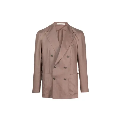 Tagliatore Двойной Брейстед Леняной Ткань Блейзер Бизнес Костюм Пальто Мужской Розовый