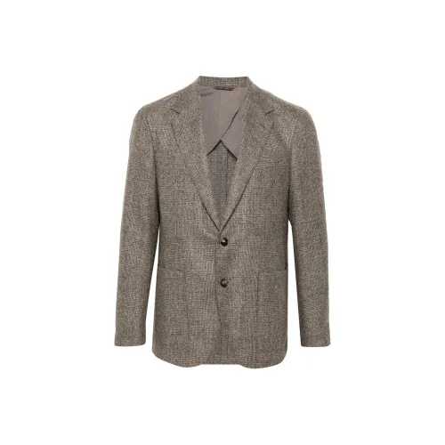 Canali SS24 Бизнес Костюм Пальто Мужской Светло-Коричневый Серый