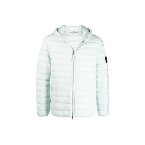STONE ISLAND FW21 Пуховик Мужской Светло-Синий Зеленый