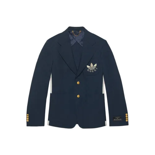 GUCCI X ADIDAS Бизнес-костюм Пальто Мужской Темно-синий