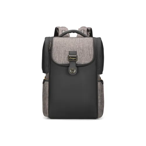 CROSSGEAR Рюкзак из кожи с льняной тканью мужской черный серый