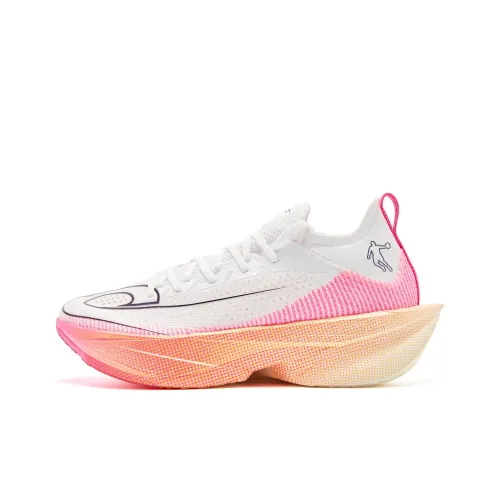 QIAODAN Feiying Plaid 2,0 Беговые кроссовки Низкий топ Jordan Белый Неон Розовый Женские