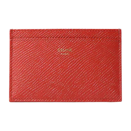 CELINE Рельефная Телячья Кожа Держатель для Карт Мужской Красный