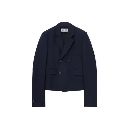 LOEWE FW24 Бизнес-костюм Пальто Мужской Синий