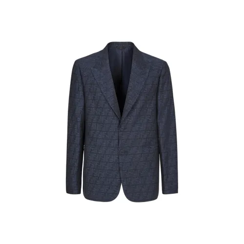 FENDI FW24 Бизнес-костюм Пальто Мужской Синий