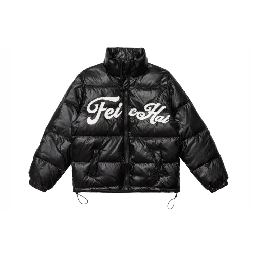 FEICHAI Буква Блестящий Воротник-стойка Свободный крой Утолщенный Пуховик Унисекс