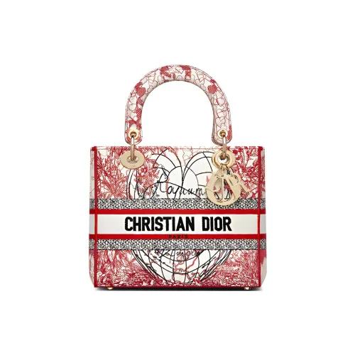 DIOR LADY D Лайт Ткань Сумка Сумка через плечо Средняя Женская Красная
