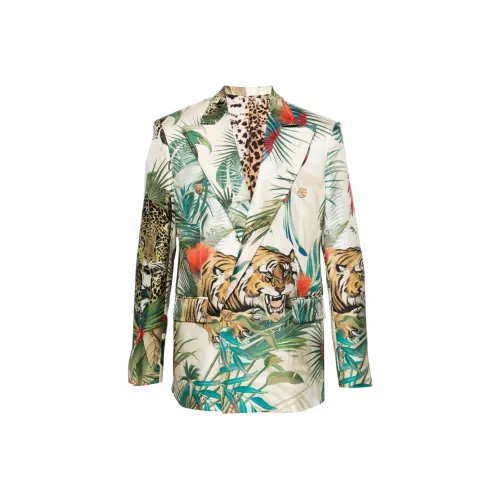 Roberto Cavalli SS24 Бизнес Костюм Пальто Мужской Многоцветный