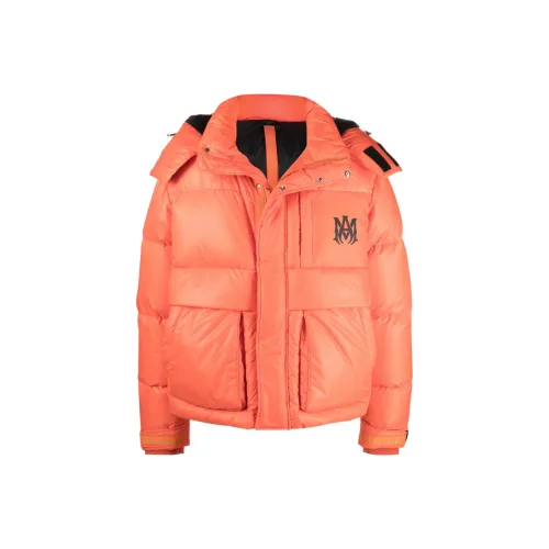 AMIRI Однотонный Геометрический узор С капюшоном Свободный крой Умеренный Стандартное издание Пуховик Мужской Оранжевый