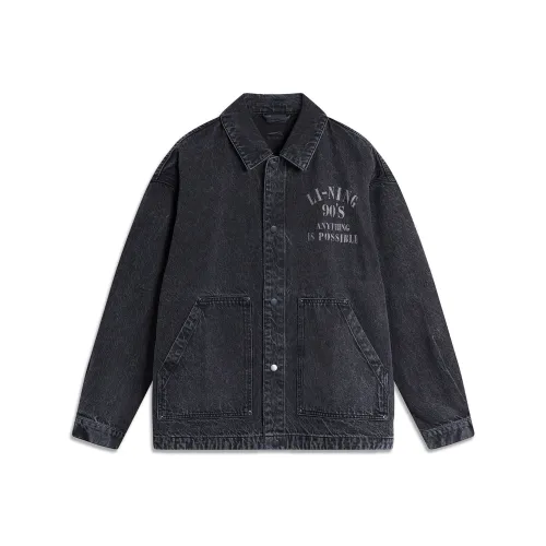 LINING Weekend Youth Sports Fashion Collection Джинсовая куртка унисекс черный деним