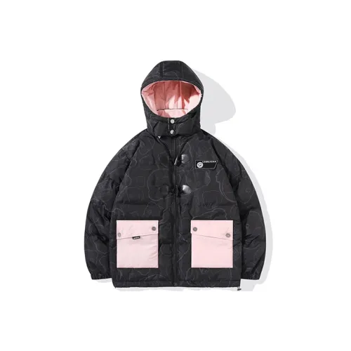 LAMLICKA Мультяшный С капюшоном Свободный крой Хлопковый пуховик Унисекс Черный