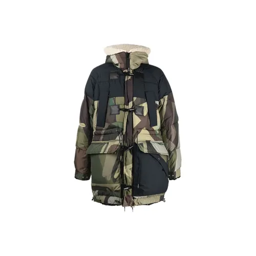 Sacai совместный бренд Зеленый Мужской Пуховик