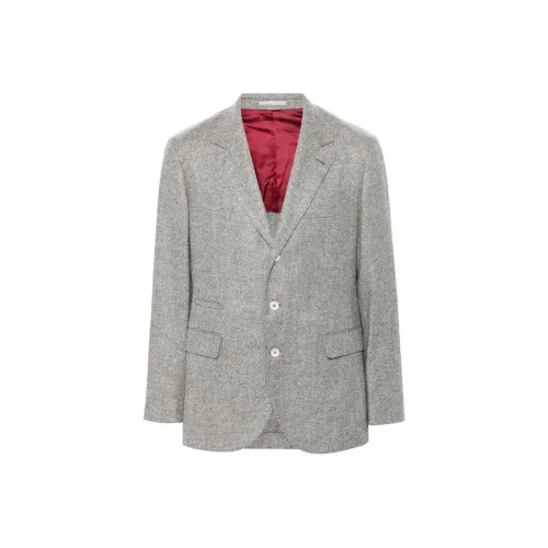 BRUNELLO CUCINELLI SS24 Бизнес-костюм Пальто Мужское Средне-серого цвета