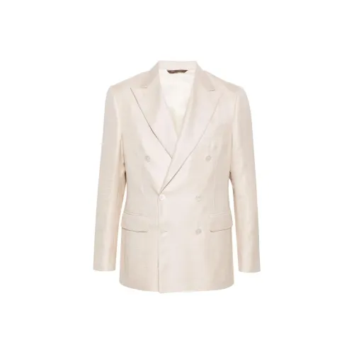 Canali SS24 Бизнес Костюм Пальто Мужской Светлый Бежевый