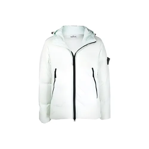 STONE ISLAND FW21 Однотонный С капюшоном Пуховик Мужской Светло-синий