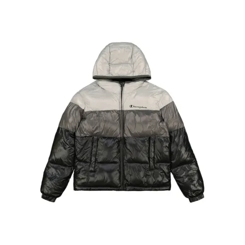 Champion Letter Colorblock С капюшоном Свободный крой Пуховая куртка Американская версия Унисекс