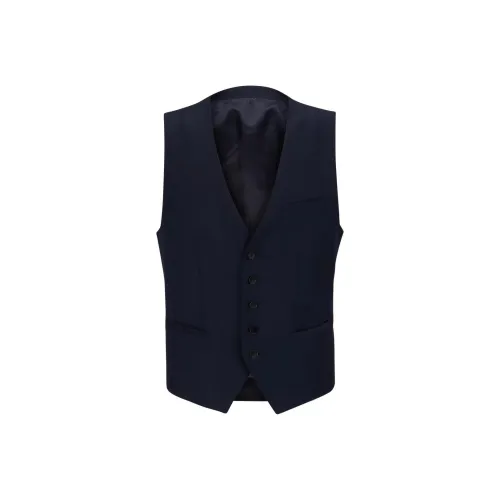 Hugo Boss FIVE Пуговица Эластичный Жилет из новой шерсти Мужской Темно-синий