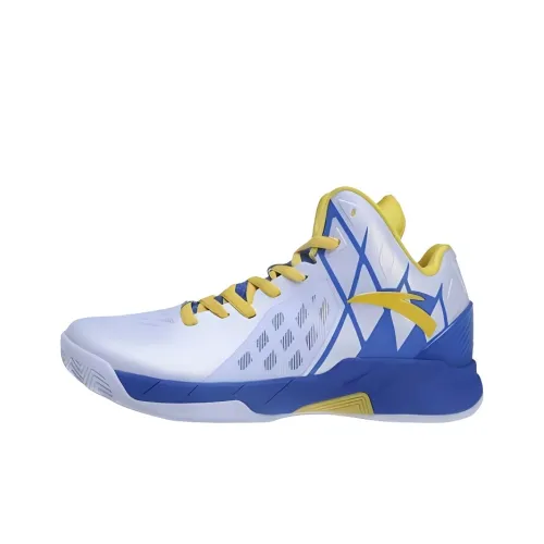 ANTA Thompson KT Basketball Slip-resistant Abrasion-resistant High-top Basketball Shoes Men's White Yellow Blue