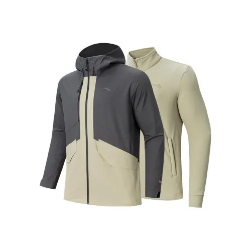 ANTA Ветрозащитная ветровка Мужская 2 упаковки темно-коричневый серый без рисунка хаки