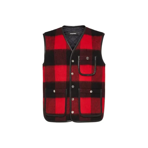 DSQUARED 2 Red Men's Gilets DSQUARED 2 Красный Мужские Жилеты