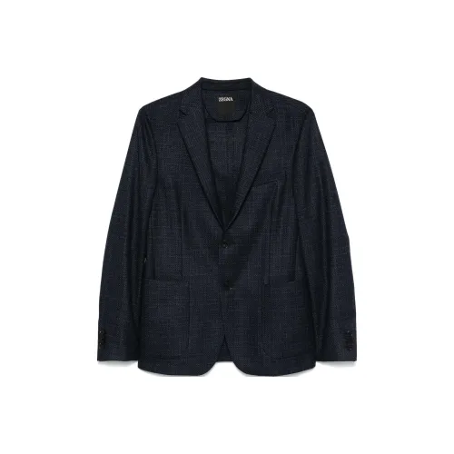 Zegna FW24 Бизнес-костюм Пальто Мужской Морской Синий