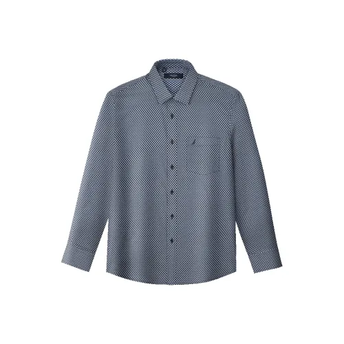 NAUTICA TAILORED Рубашка Мужская Темно-синяя Клетка Узор