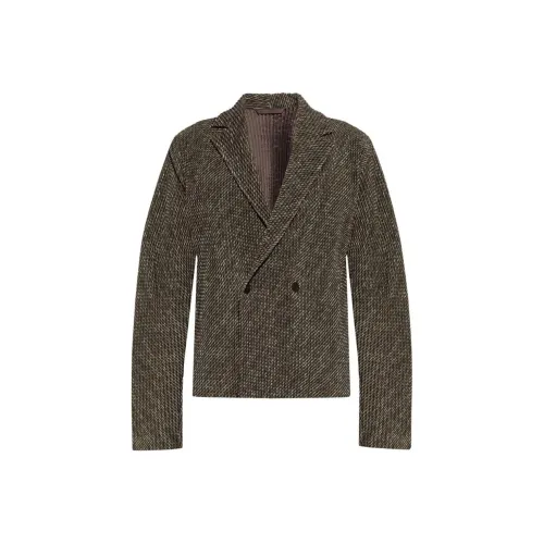 Homme Plissé Issey Miyake SS24 Бизнес Костюм Пальто Мужской Умбра