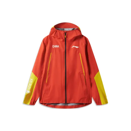 LINING RUNNING Collection Водонепроницаемый Ветрозащитный And Дышащий Ветровка Унисекс Огненно-красный Бабочка Желтый