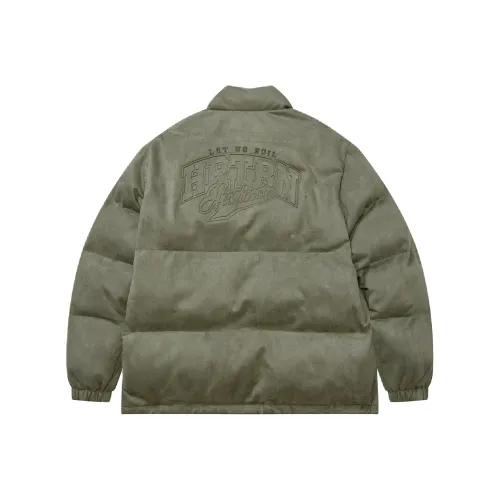 Heartboon Буква Однотонный Воротник-стойка Свободный крой Пуховая куртка Унисекс