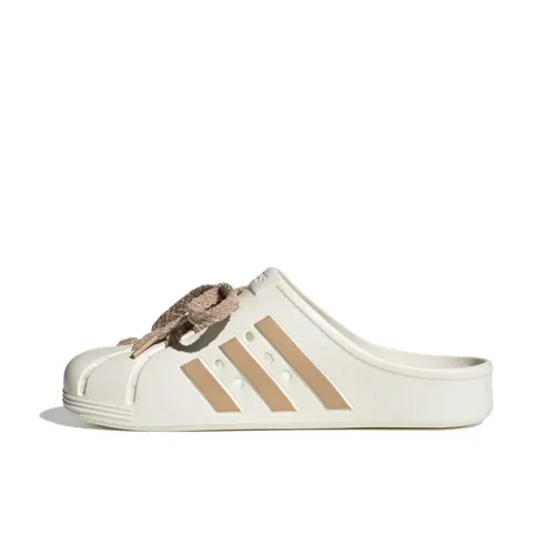 adidas Adilette Сабо Композитная подошва Устойчивая к истиранию Домашние тапочки Унисекс Белый-коричневый