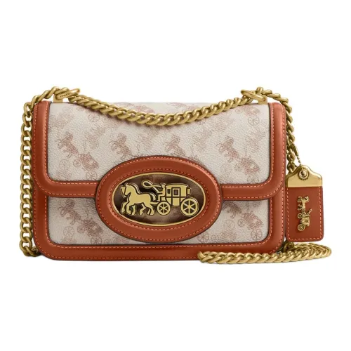 COACH Hero Покрытие Холст Кроссбоди Сумка Сумка через плечо Маленькая Женская Ручка Белый и Амбер