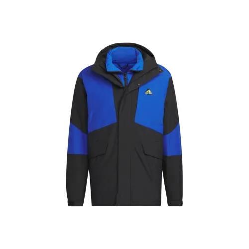 Adidas Пуховик Мужской Черный Королевский Синий