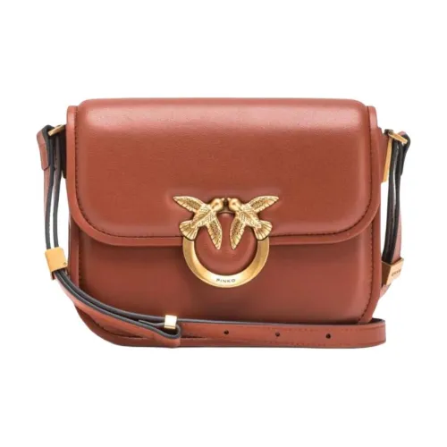 PINKO Love Birds series Телячья кожа Сумка через плечо Сумка на плечо Унисекс Умбра