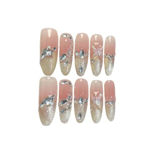 Gentle Welcome Ручной Змеиная Удача Ромб Искрящийся Элегантность Универсальный False Nail Овал Розовый Смудж Кошачий глаз