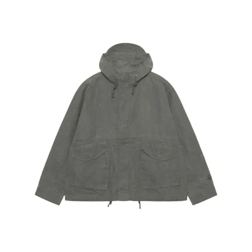 Stussy Короткий Парка Восковая Леняная Ткань Парка Куртка Унисекс