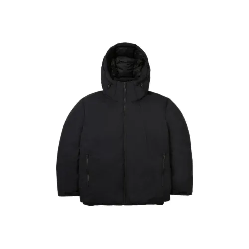 FILA Letter Solid Color Hooded Down Jacket Men's Black