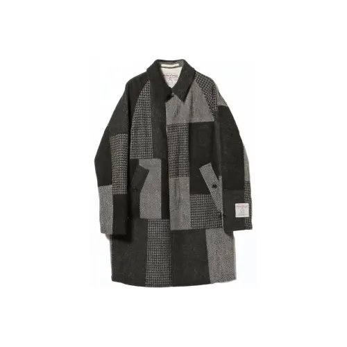 BEAMS Серый Черный Мужское Пальто
