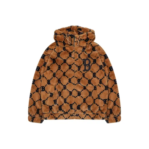 MLB Бежево-желтая унисекс бархатная куртка