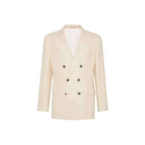 BRUNELLO CUCINELLI FW24 Бизнес-костюм Пальто Мужской Айвори