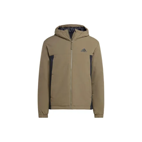 Adidas Слоистый Оливково-Зеленый Мужской Пуховик