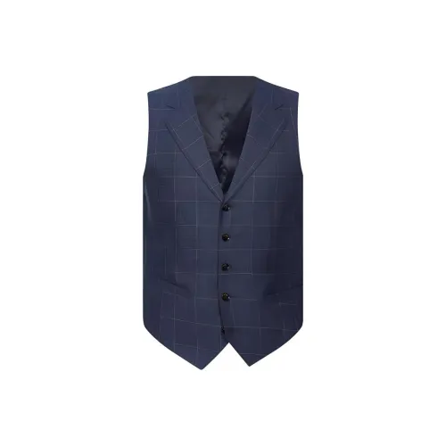 DIKENI Жилет Мужской Синий Смешанный Клетка