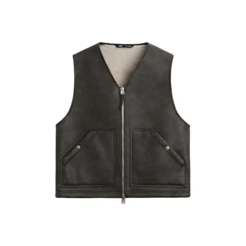 ZARA Темно-коричневые мужские жилеты