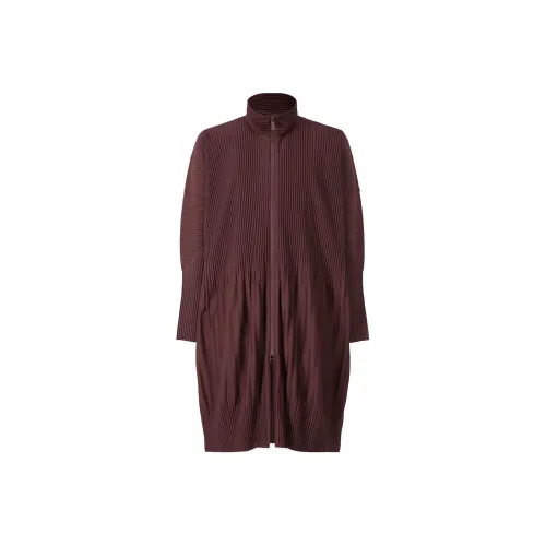 Homme Plissé Issey Miyake Темно-фиолетовое Красное Мужское Пальто