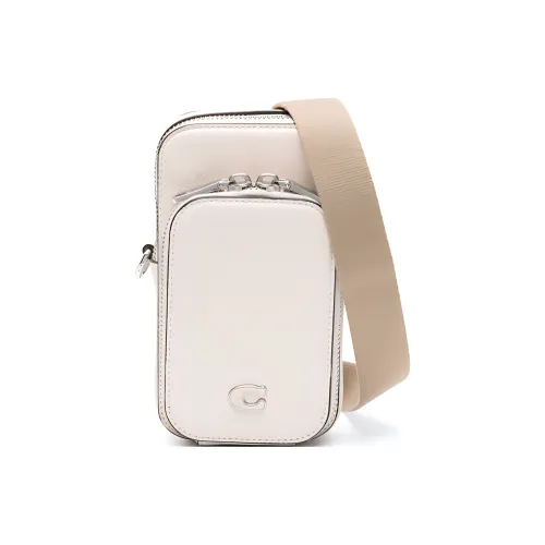 COACH Телячья кожа Курьерская сумка Сумка через плечо Мужская Мел Белый