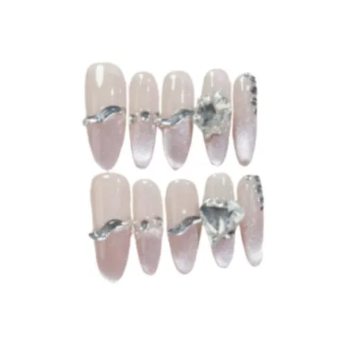 Gentle Welcome Премиум Глубокое море Эльф False Nail MID Длина (размер в длину) Розовый Смудж Кошачий глаз